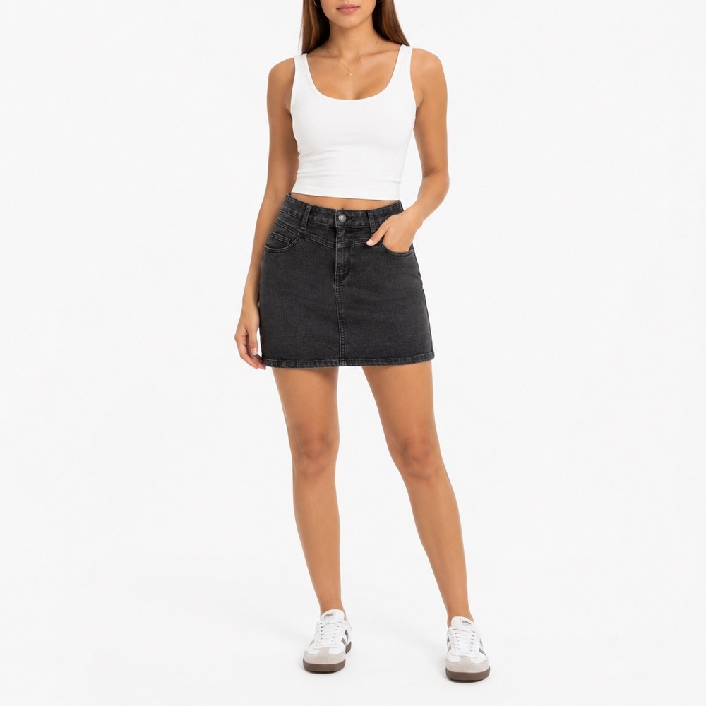 SO Women Black Denim Mini Skirt High Waisted Size 11